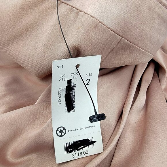 One-Shoulder Satin Midi Dress With Ruched Bodice In Blush Pink & Brown - Picture 7 of 12